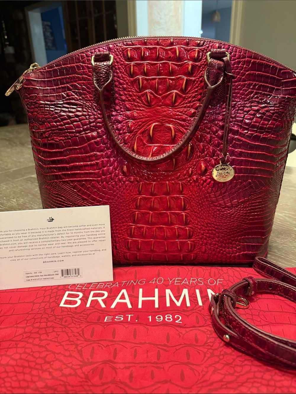Brahmin Bag Ruby Ombre Melbourne Large Duxbury Satchel New